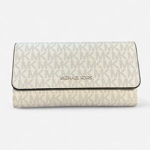 Michael Kors White Silver Clutch with Signature MK Monogram